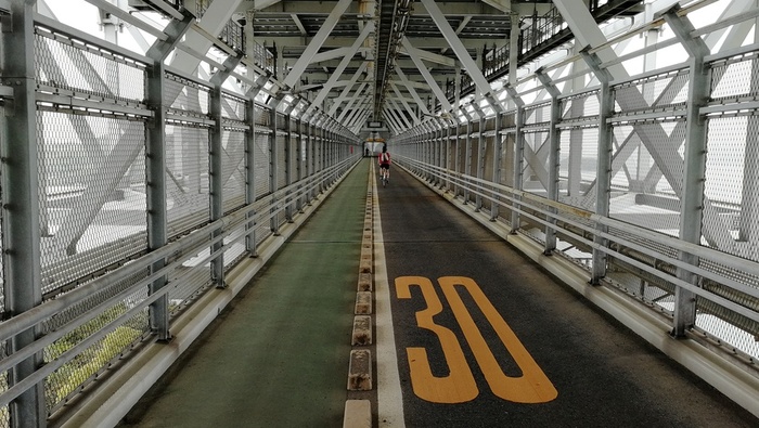 à vélo sur les ponts suspendus